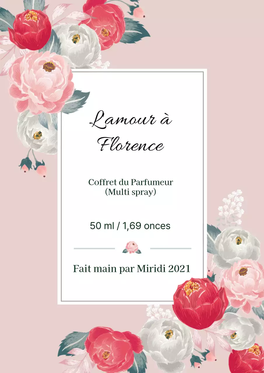 Étiquette de parfum vintage avec illustration rose