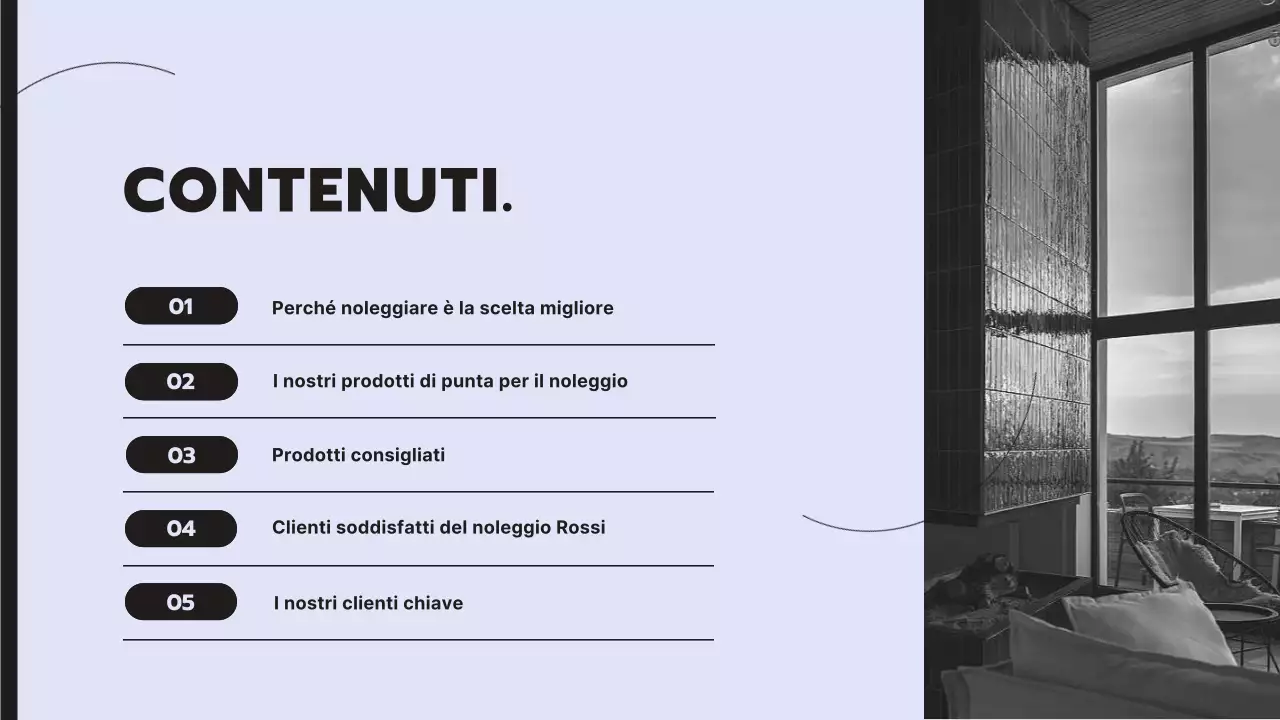 Proposta di servizio di noleggio elettrodomestici pulita e moderna con sfondo color malva