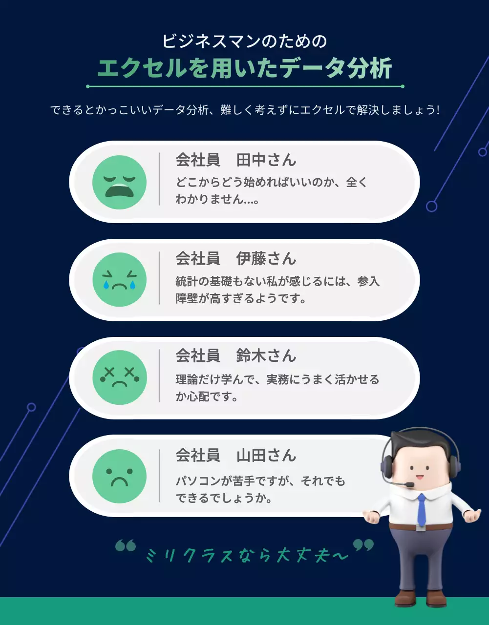 緑 シンプル データ分析 チラシ 詳細ページ