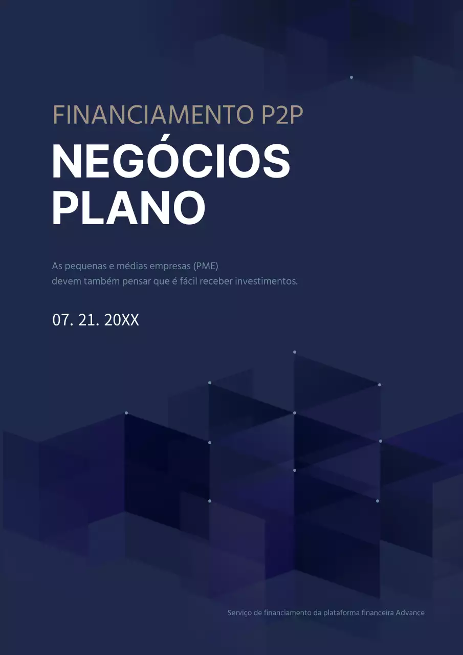Plano de negócios P2P azul-marinho de finanças empresariais simples