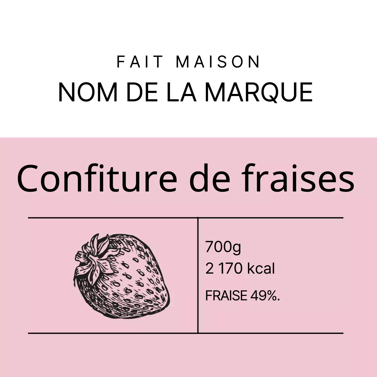Étiquette de confiture de fraises