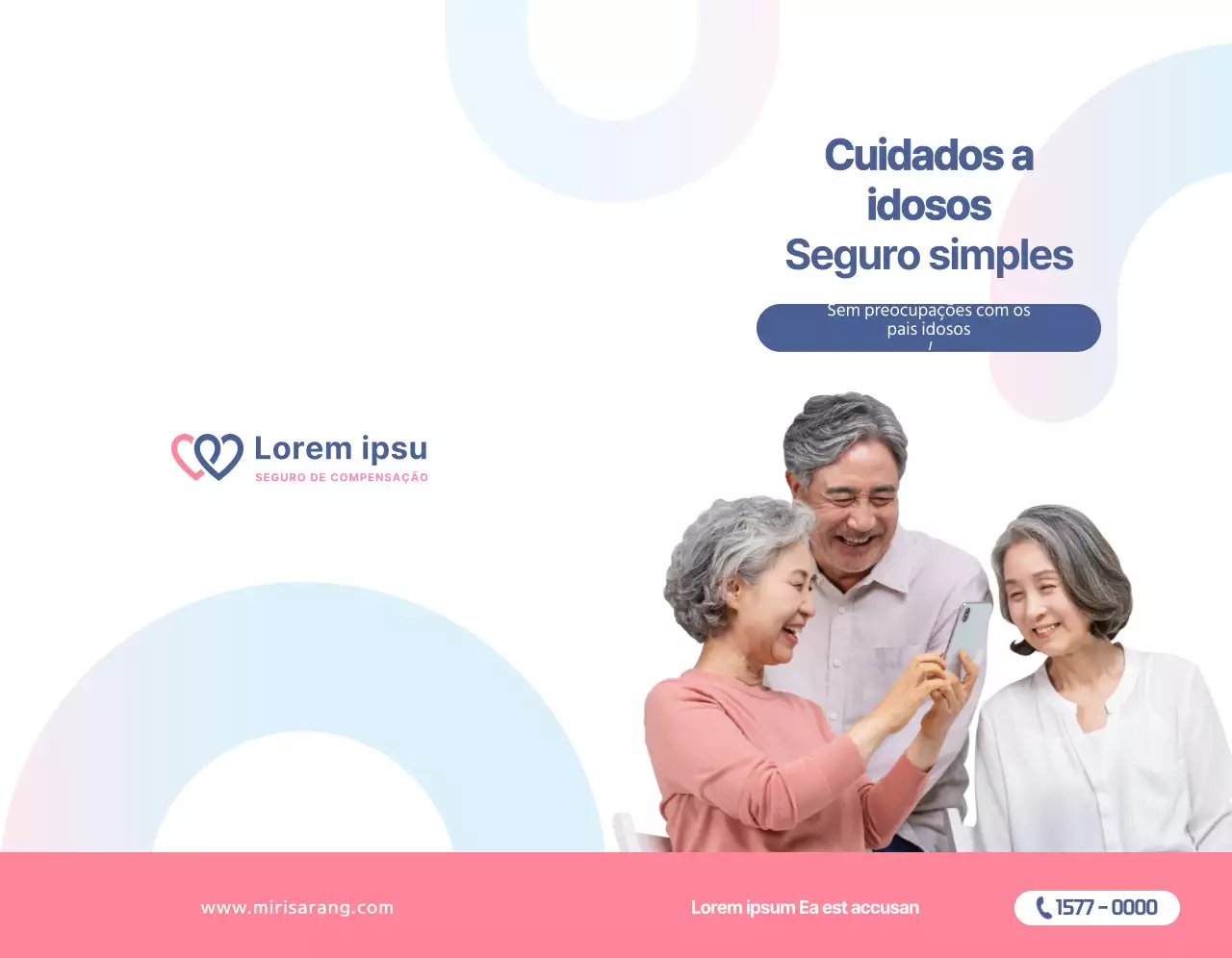 Texto e imagens simples em cor-de-rosa coral para promover a Mirisarang Insurance.