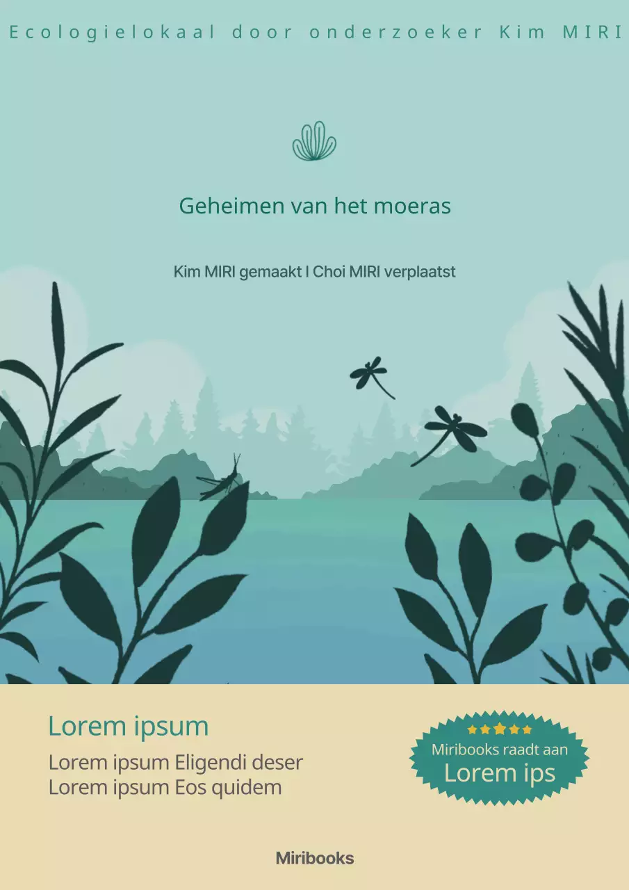 Boekomslag met groen ivoorkleurige moerasillustratie