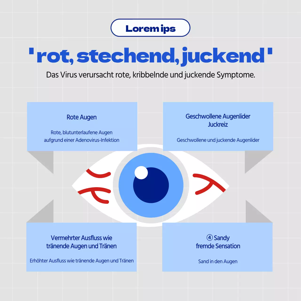 Saubere Bindehautentzündung in hellblau und weiß CardNews