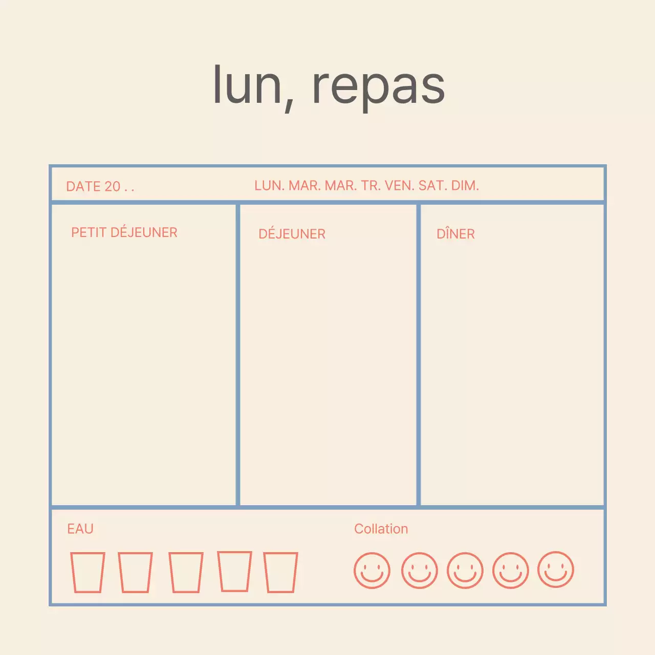 Traceur simple de ligne bleue beige