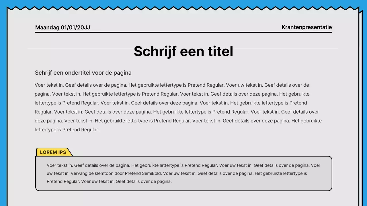 Gedurfde lijnen en aandachttrekkende presentatie in een krantenconcept met gele en lichtblauwe accentkleuren
