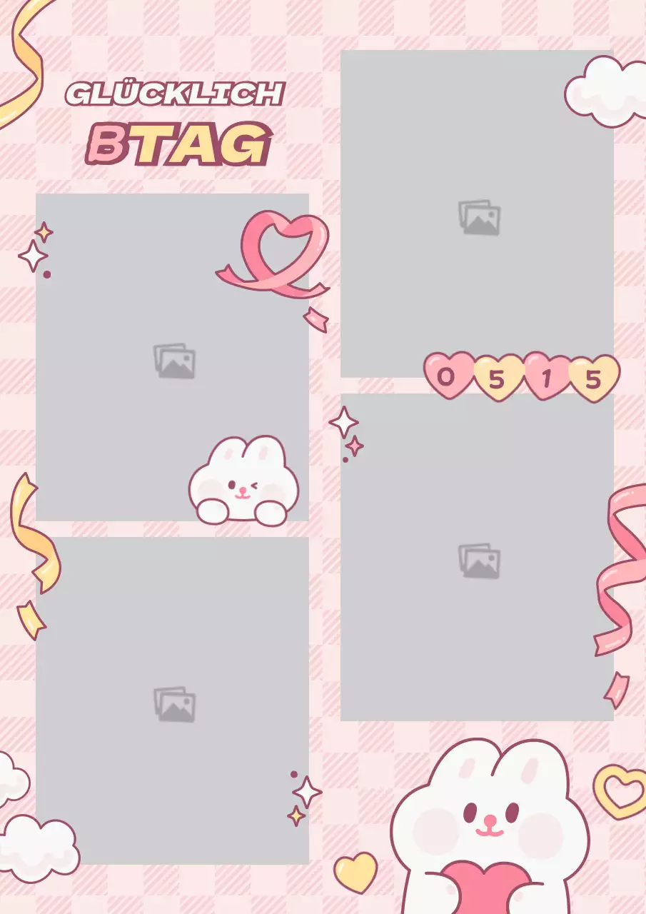 Niedliche rosa und gelbe Hase Charakter Halskette Fotorahmen