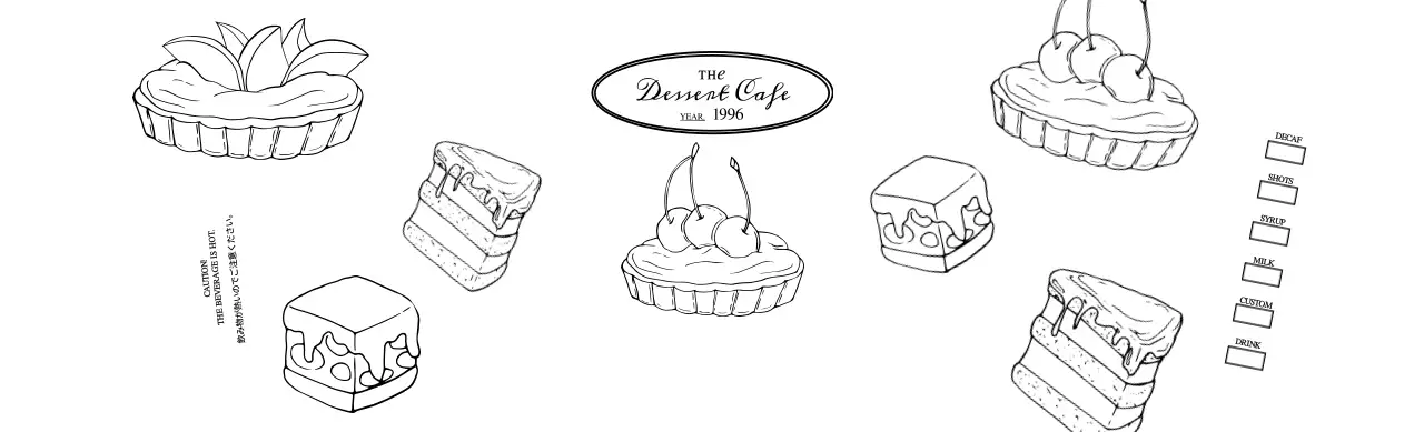 赤茶色と淡い黄色の感性的なロゴ型カフェの広報と情報案内