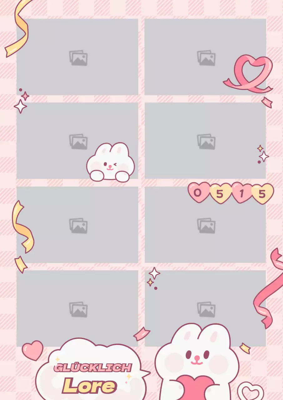 Niedliche rosa und gelbe Hase Charakter Halskette Fotorahmen