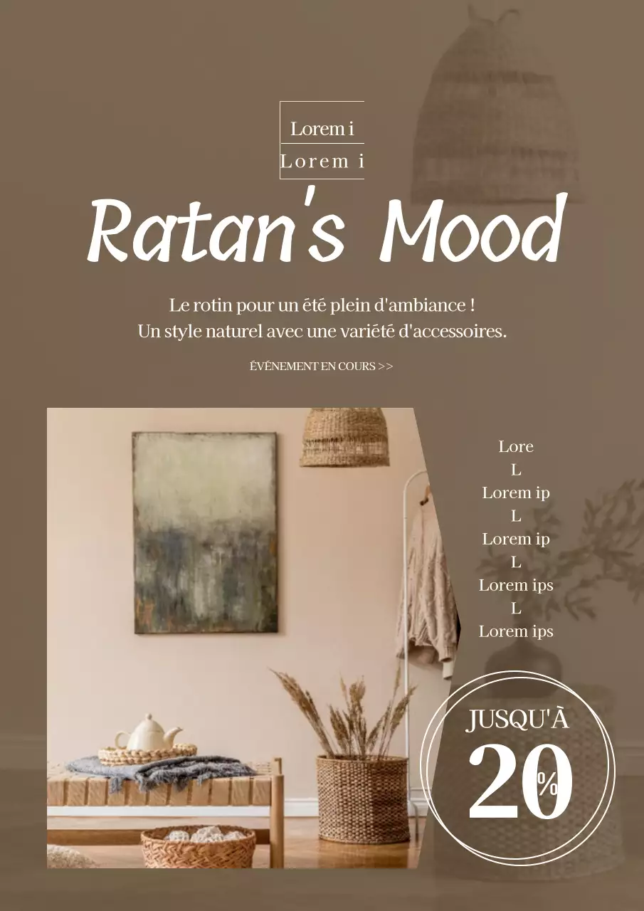 La photographie brune met en valeur les accessoires en rotin pour un événement décontracté