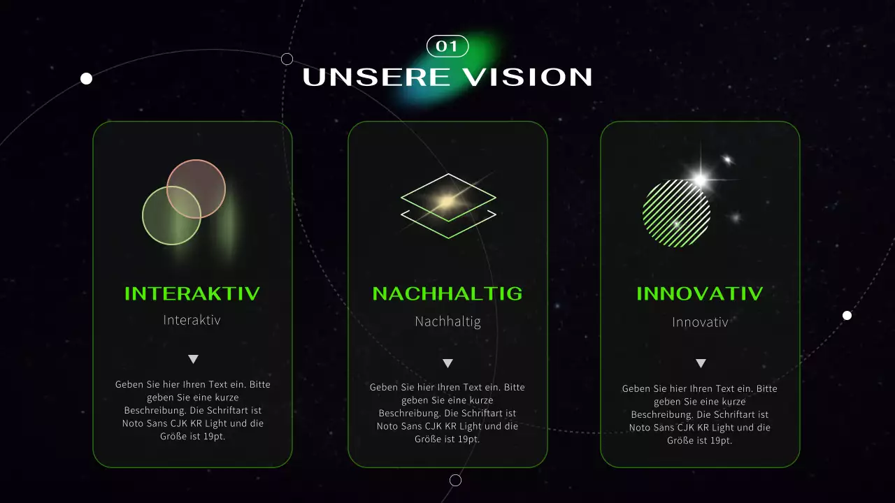 Schwarz und Neon kybernetische futuristische Astronautik Präsentation