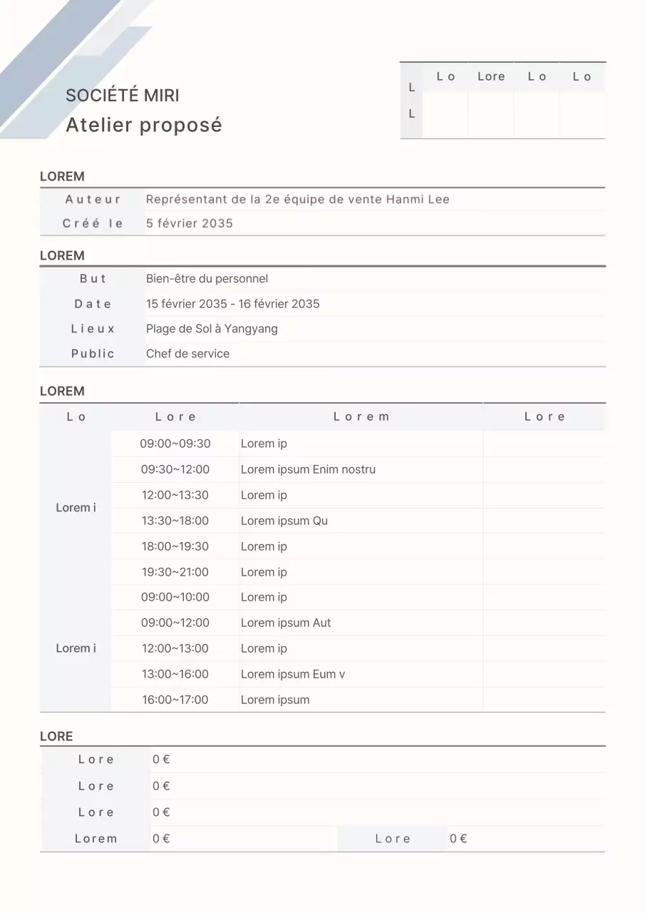 Documents de planification bleus