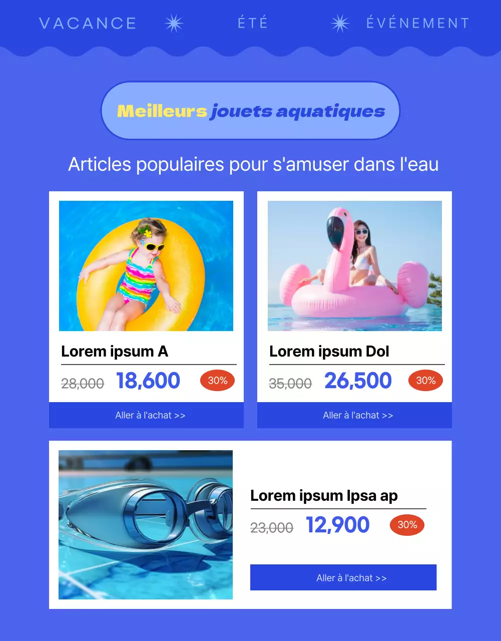 Faites la promotion de vos soldes d'été avec des touches de bleu et de jaune