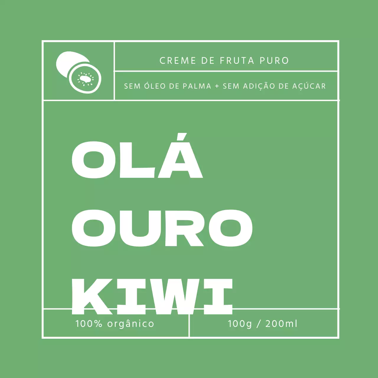 Rótulo dourado de doce de kiwi