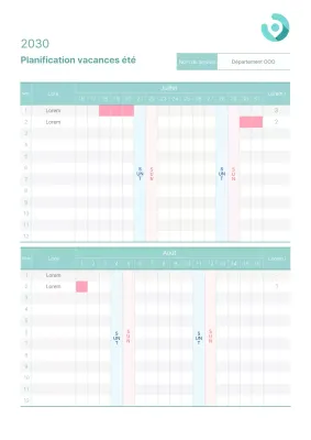 Modèle de plan de vacances départementales d'été de couleur menthe