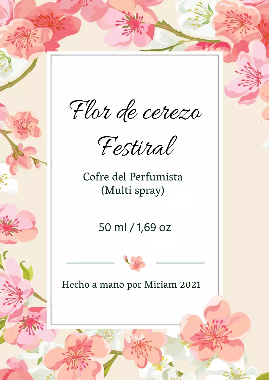 Etiqueta de perfume vintage con ilustración rosa