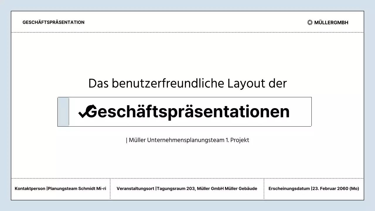 Saubere Geschäftsberichte in Hellblau und Schwarz