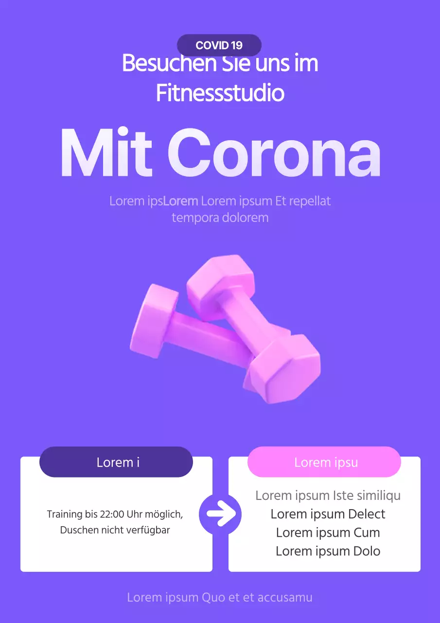 Violette Ankündigungen zur Änderung der Öffnungszeiten des Fitnessstudios