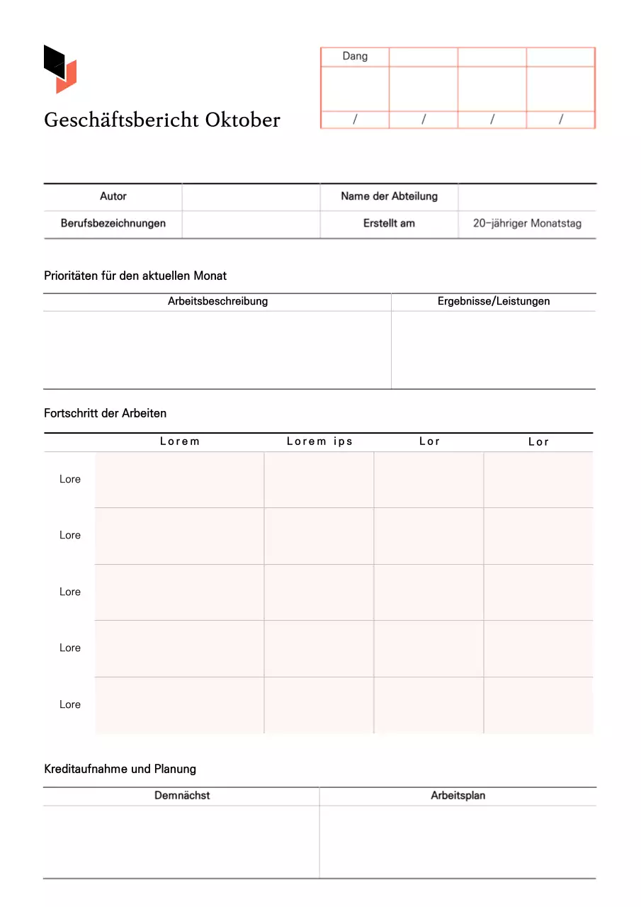 Saubere monatliche Arbeitsberichte in Weiß und Beige