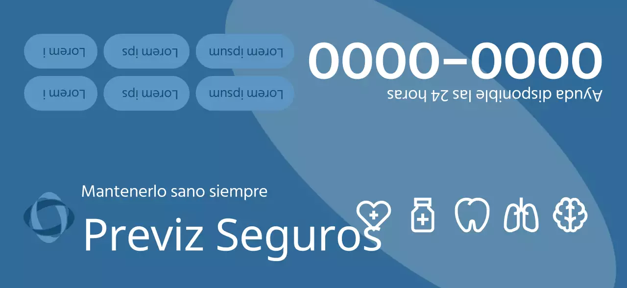 Una pieza promocional de una compañía de seguros con ilustraciones en 3D de tonos oscuros e iconos de salud.