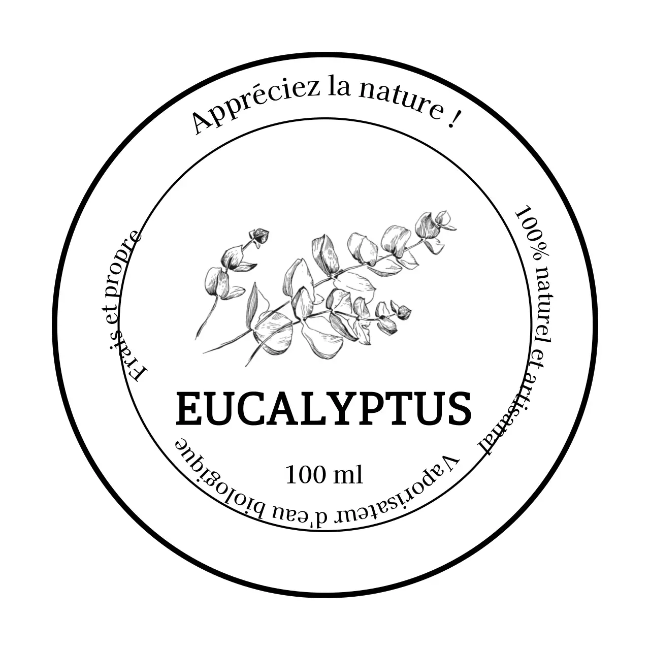 Étiquettes de désinfectant pour les mains à l'eucalyptus