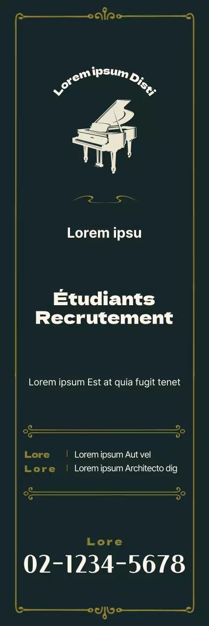 Cadre émotionnel en vert et jaune Annonce conceptuelle de recrutement pour une école de musique