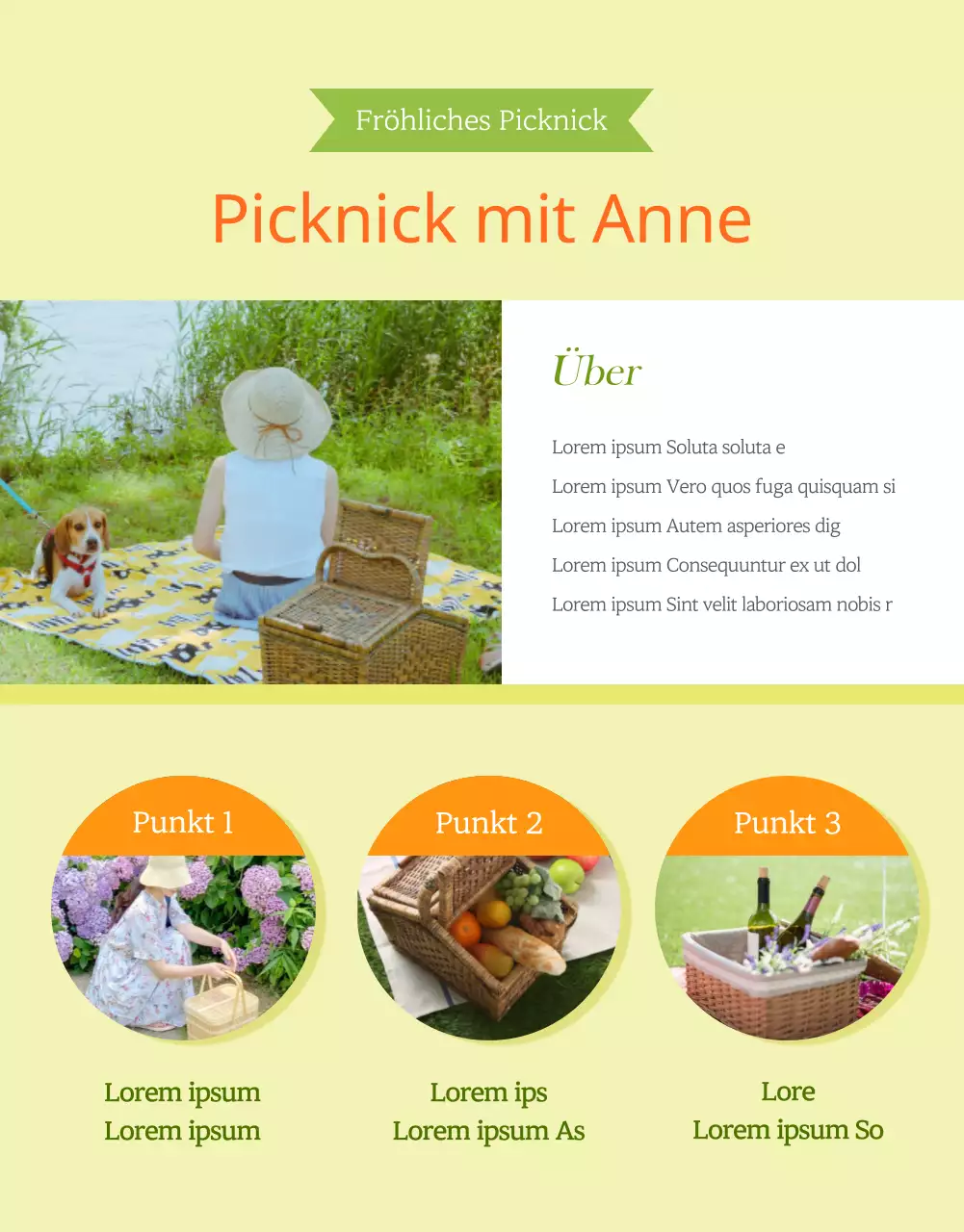Leuchtend grüne Picknickvermietung Details