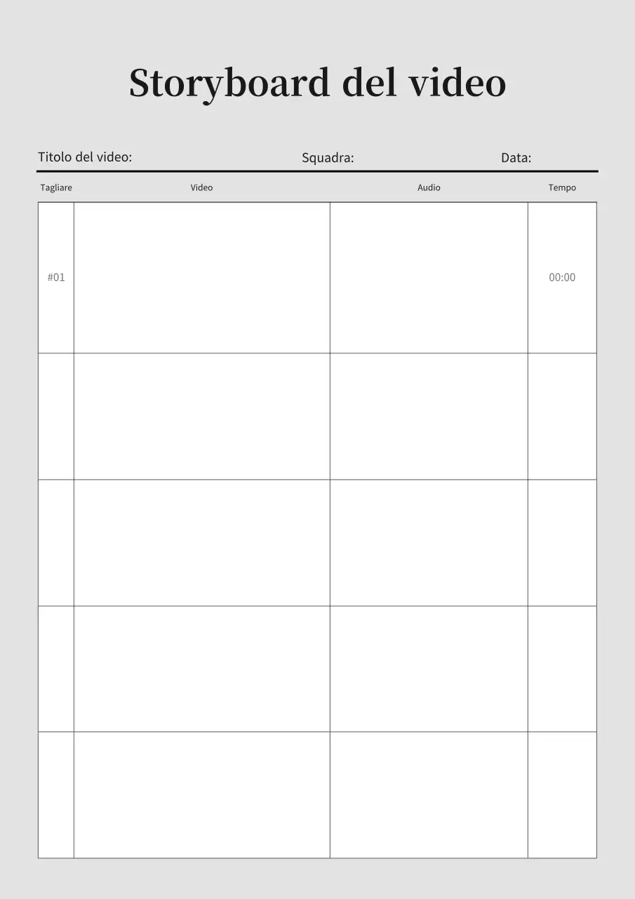 Storyboard video di Grey's Simple