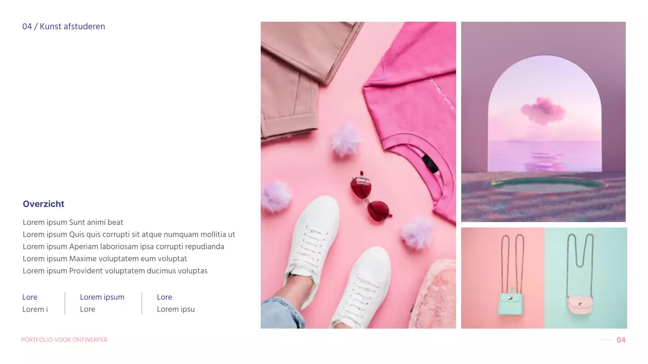 Een portfolio met lichtroze thema's om je te helpen bij het ontwerpen