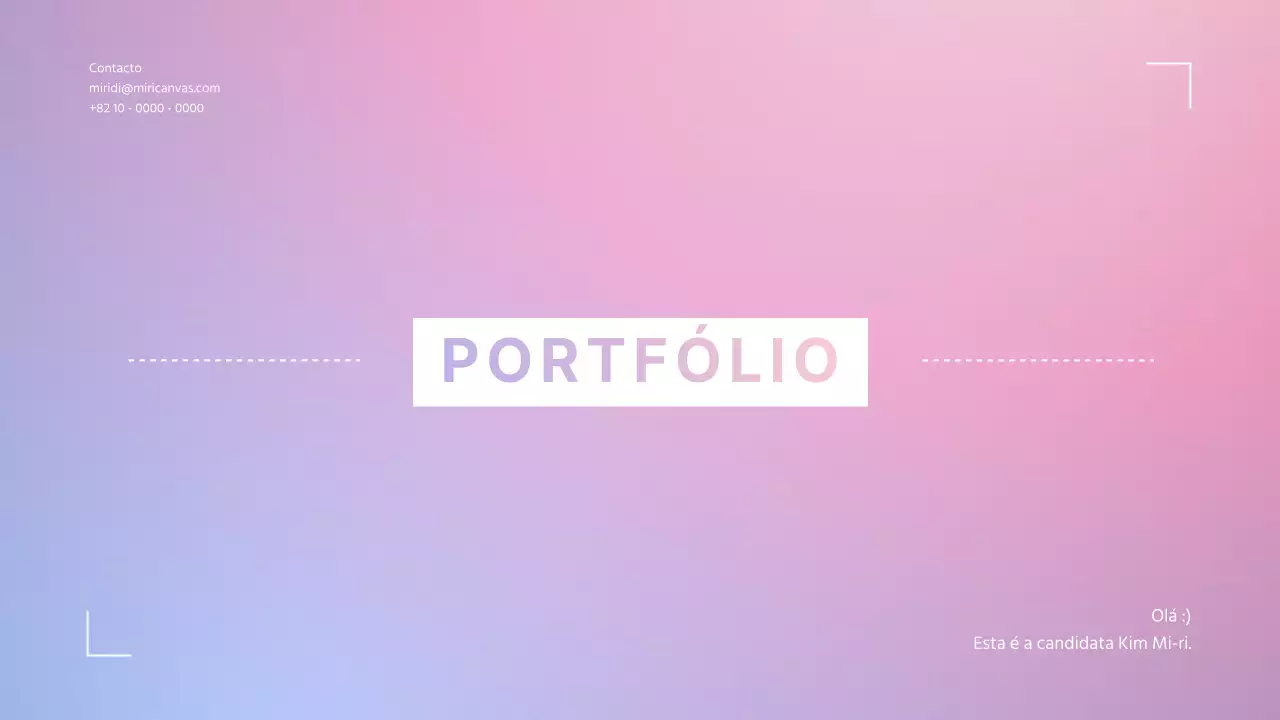 Portfolio simples com gradiente lilás