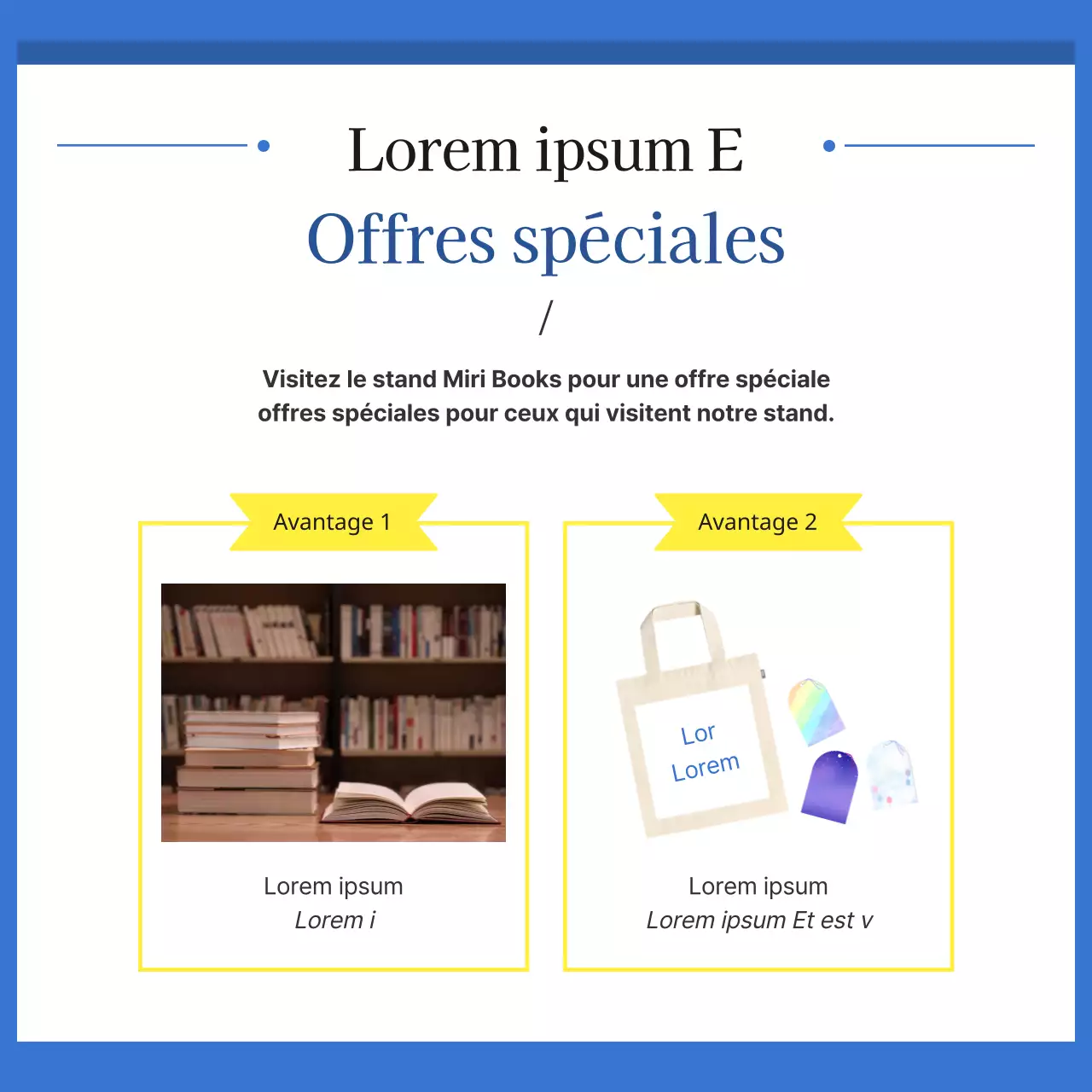 Un guide pour une foire du livre simple en bleu et blanc