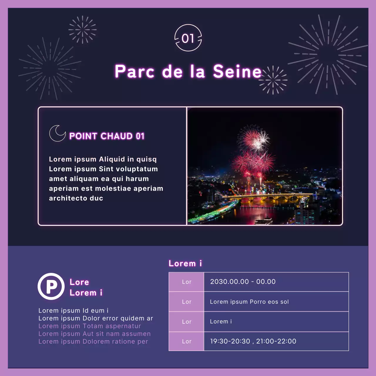 Feu d'artifice en néon violet CardNews