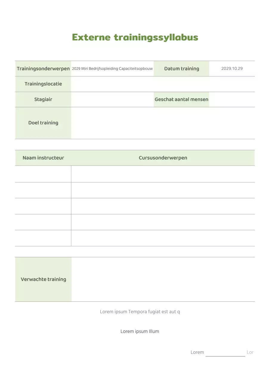 Lime green normaal concept externe training syllabus