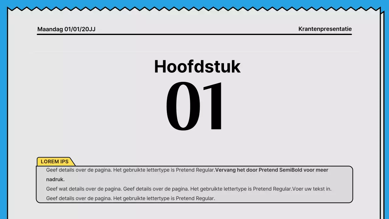 Gedurfde lijnen en aandachttrekkende presentatie in een krantenconcept met gele en lichtblauwe accentkleuren
