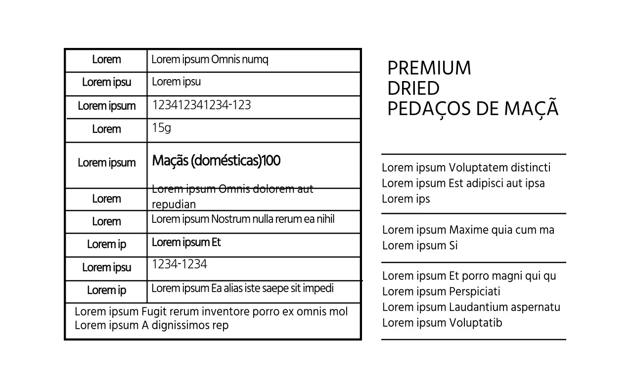 etiqueta de pormenor simples para alimentos, de linha branca