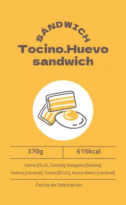 Etiqueta amarilla ilustrada para bocadillos