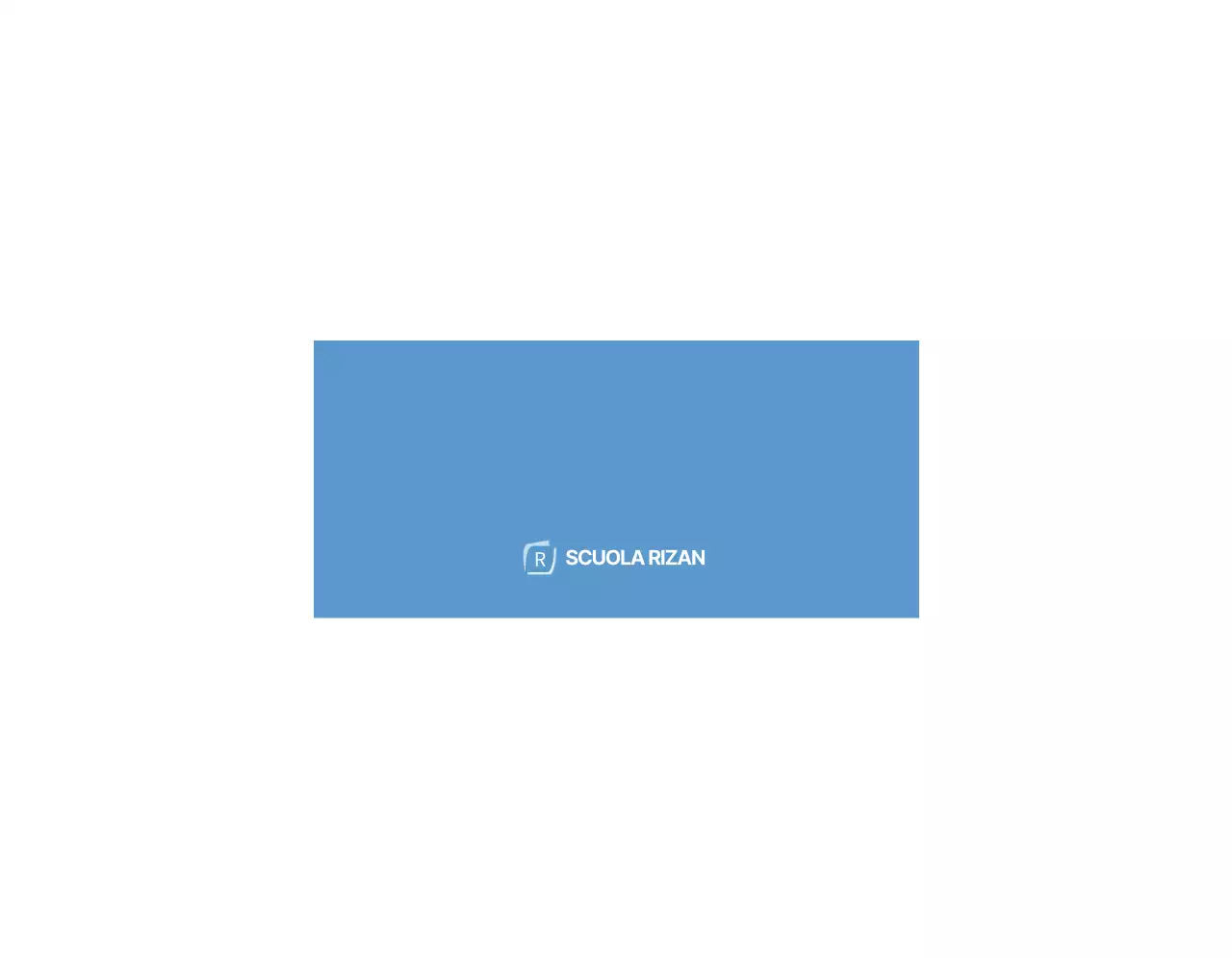 Testo e immagini semplici di colore azzurro per promuovere l'accademia Lizian School.