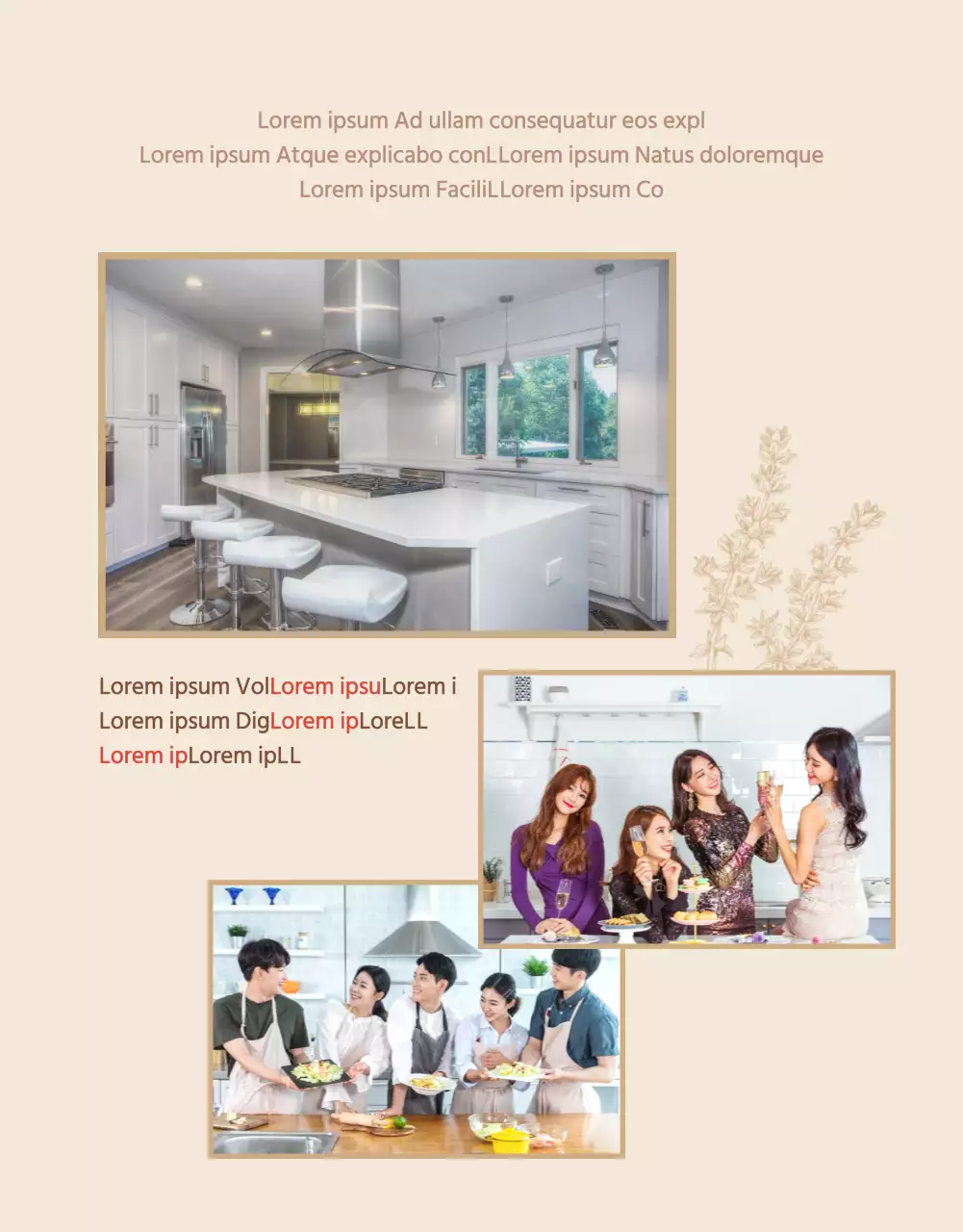 Zwei Modelle in sanften Beigetönen Leitfaden für die Buchung einer Gemeinschaftsküche und eines Partyraums