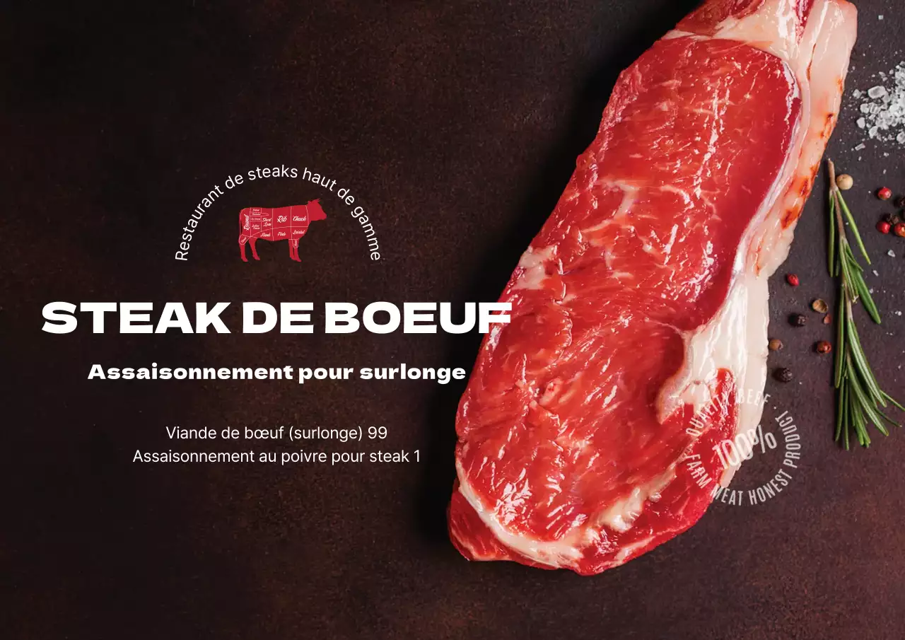 Étiquette alimentaire pour steak photo marron