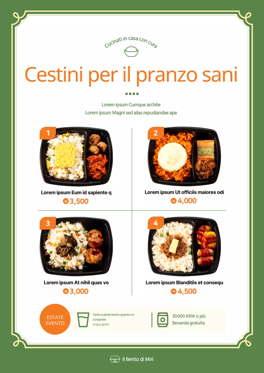 Promuovere un cestino per il pranzo rilassante su sfondo verde