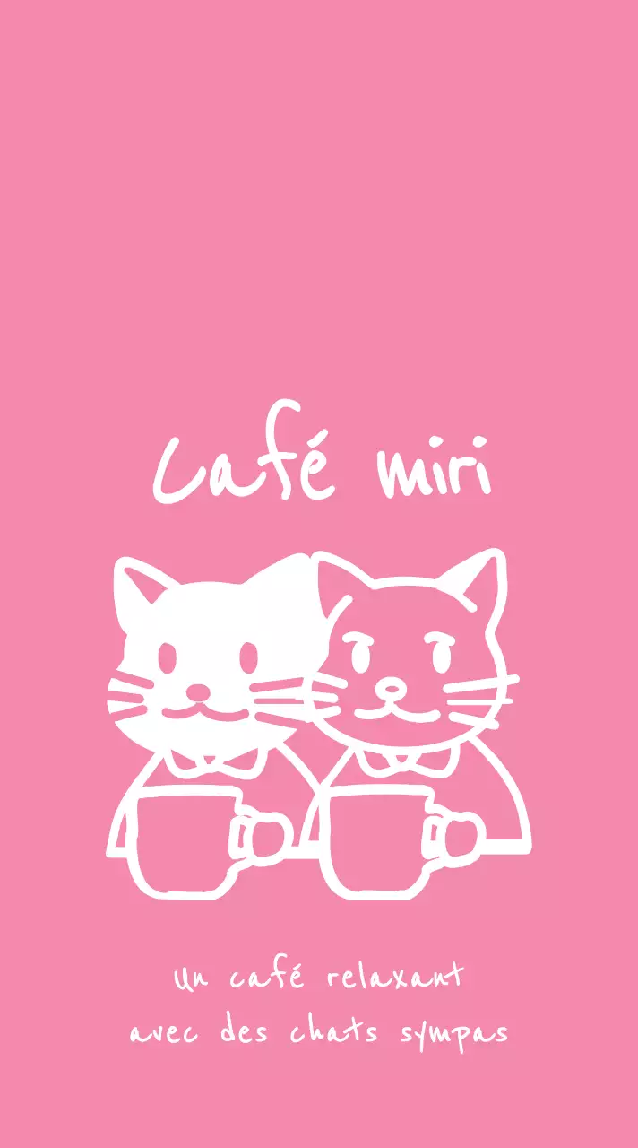 Illustration d'un chat buvant du café en rose