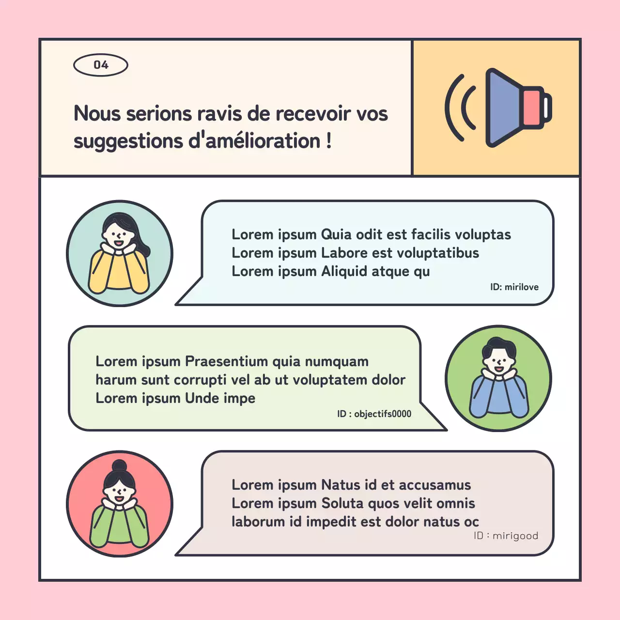 Des enquêtes claires avec de jolies illustrations roses et jaunes