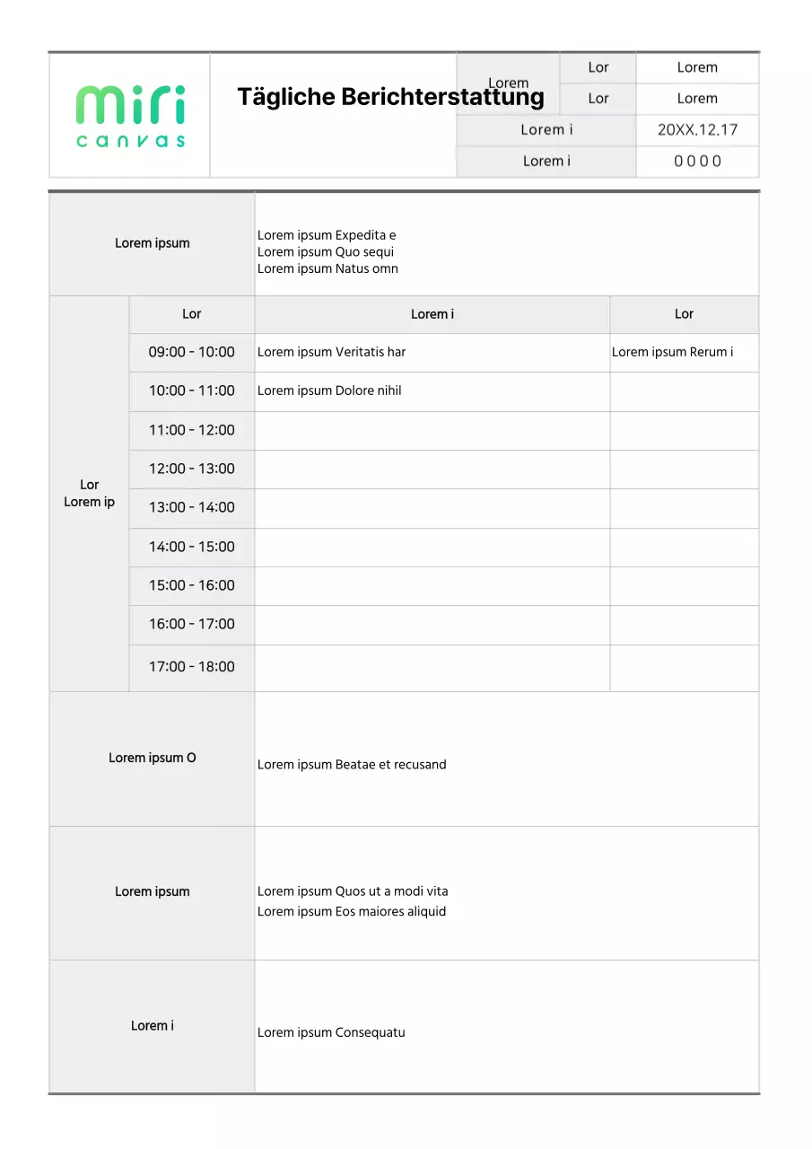 Grundlegende Formatierung von Tagesberichtsdokumenten