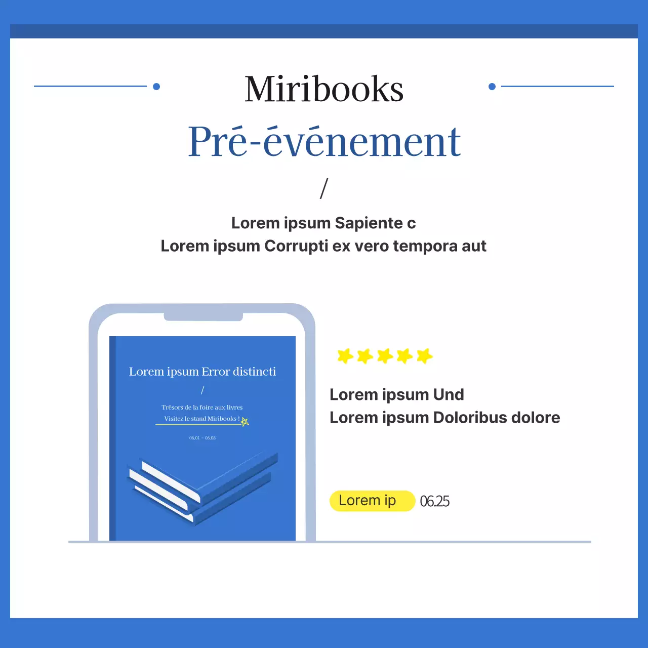 Un guide pour une foire du livre simple en bleu et blanc