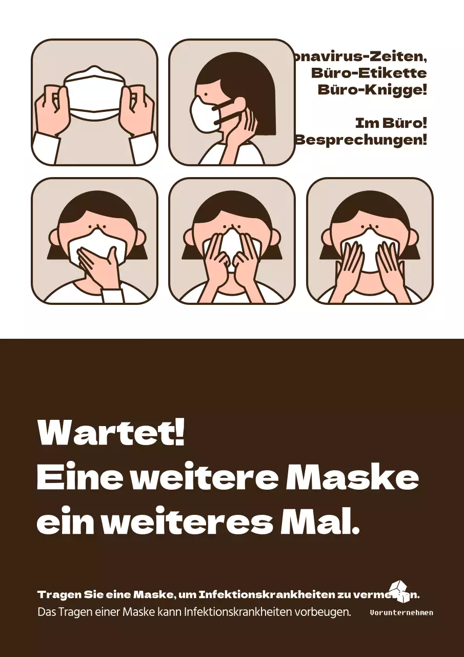 Niedlich illustriertes Organisationskultur-Poster in Braun