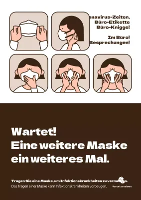 Niedlich illustriertes Organisationskultur-Poster in Braun