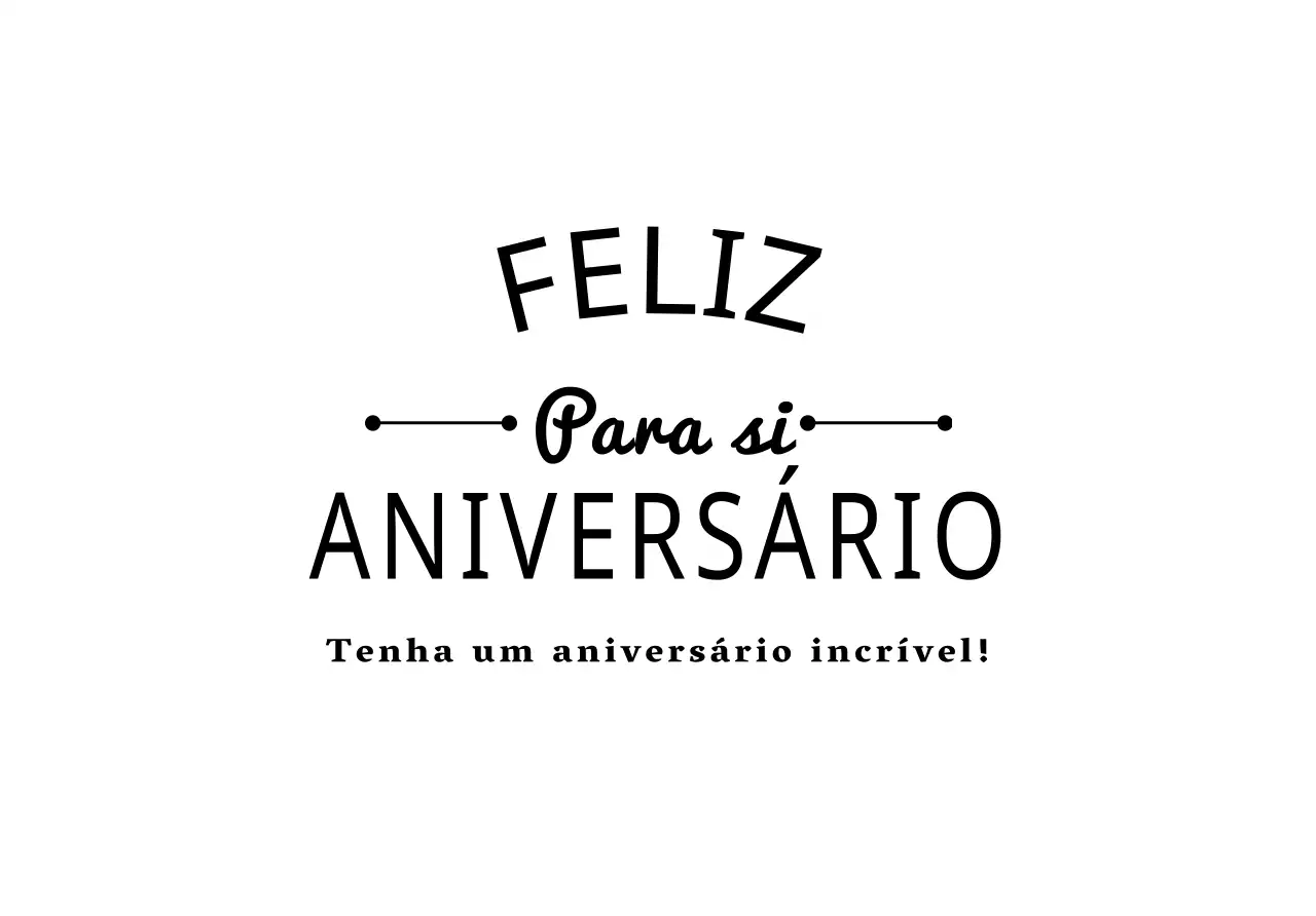 Envelope de postal de aniversário com texto preto e ilustração de linhas