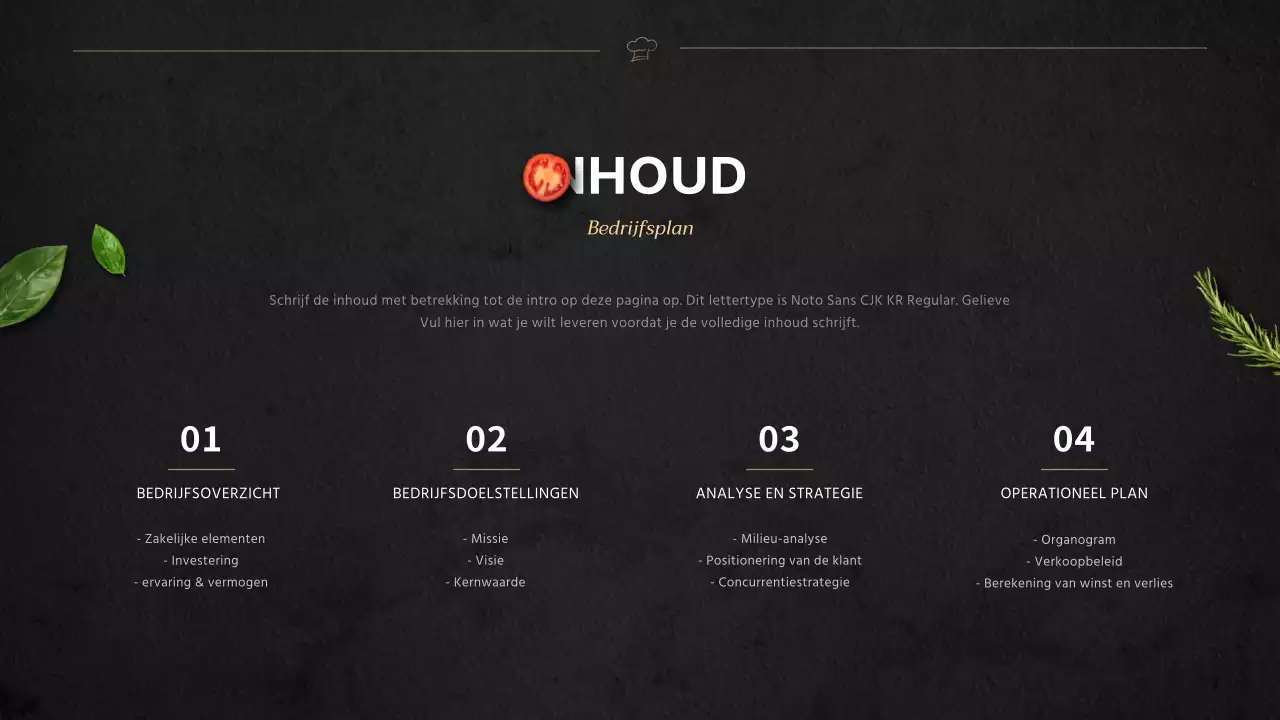 Ondernemingsplan voor een zwart lunchboxbedrijf in het Engels