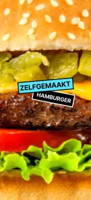 Blauw en zwart gelabelde handgemaakte hamburgers
