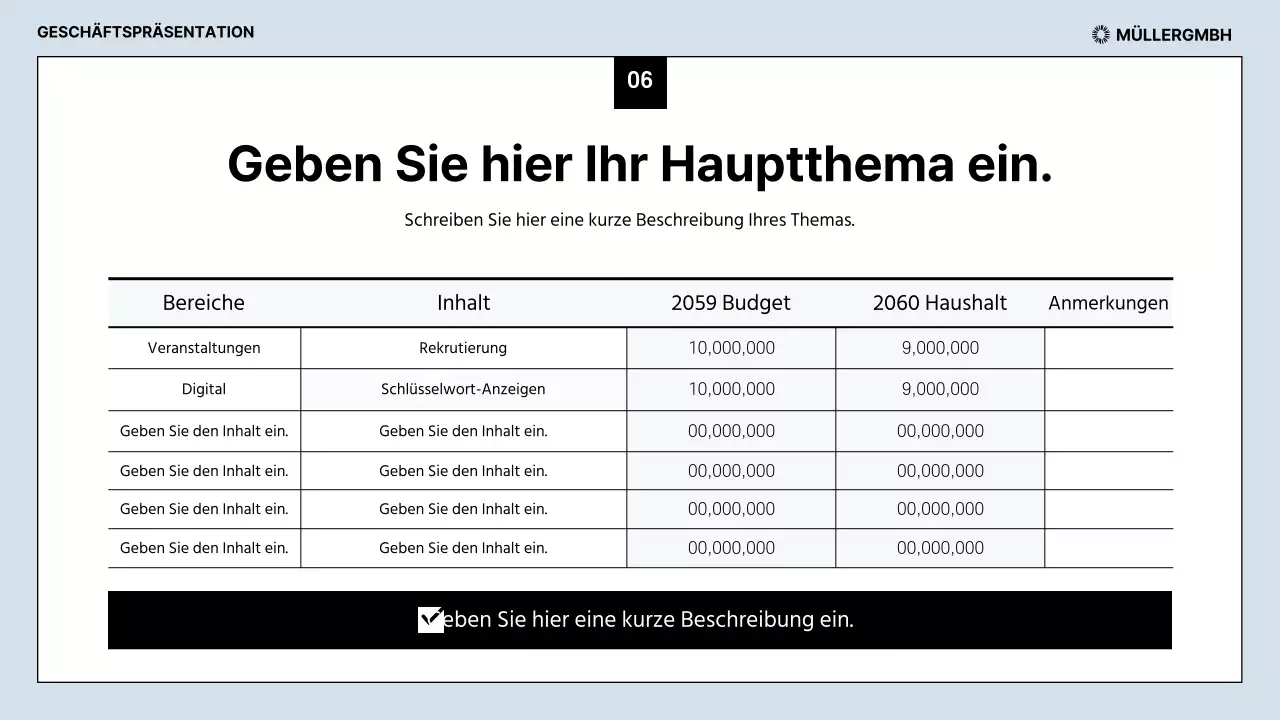 Saubere Geschäftsberichte in Hellblau und Schwarz